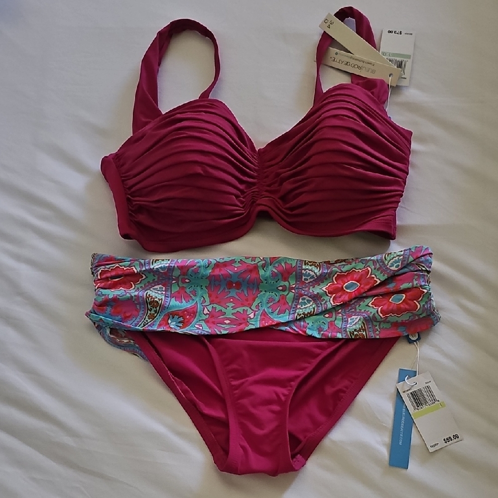 Bleu Rod Beattie Magenta and Floral Bikini - Picture 1 of 10